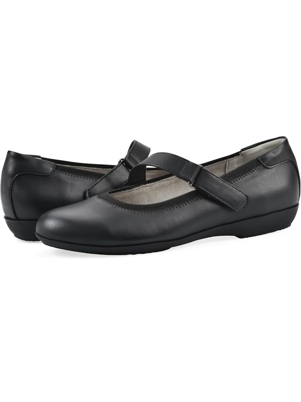 NEW IN BOX Cliffs WHITE MOUNTAIN Black Mary Jane Flat Adjustable Strap 9.5 WIDE